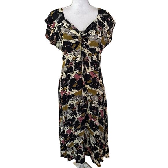 Loco Lindo Size M Floral Print Midi Dress Vintage Retro Pinup - Picture 1 of 6